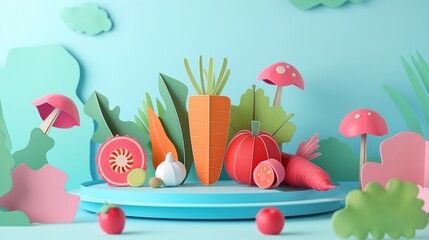 A collection of tropical fruits on a colorful background.