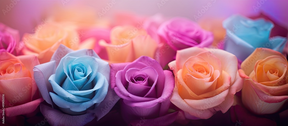 Leinwandbilder a visually appealing backdrop of a bunch of artificial roses with copy space image