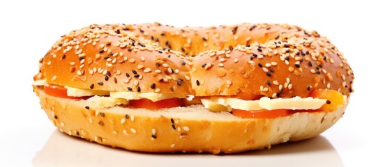 Bagel on a white background. copy space available