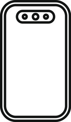 Simple and clean smartphone icon outline drawing in vector illustration with black and white isolated clipart for modern communication technology and digital gadget design