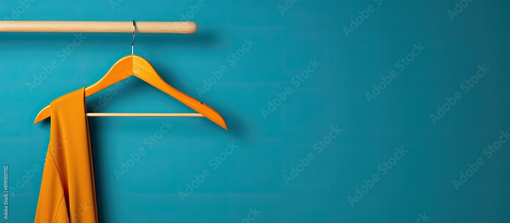Aufkleber Hanger on color background top view Space for text. copy space available