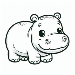 Naklejka premium Adorable Hippopotamus Family Coloring Page for Kids
