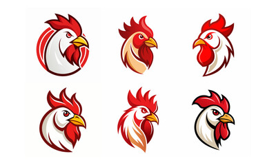 Obraz premium set of rooster head logo vector 