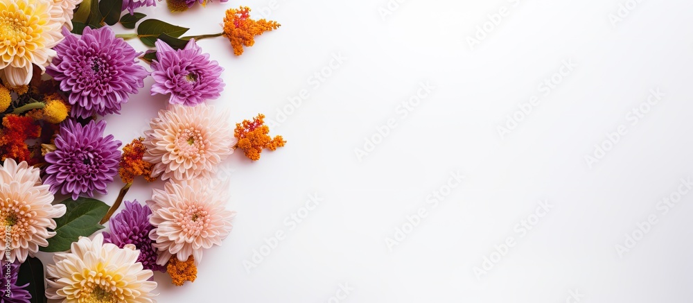 Poster fall mockup card with autumn flowers invitation card with environment and details mockup with postca