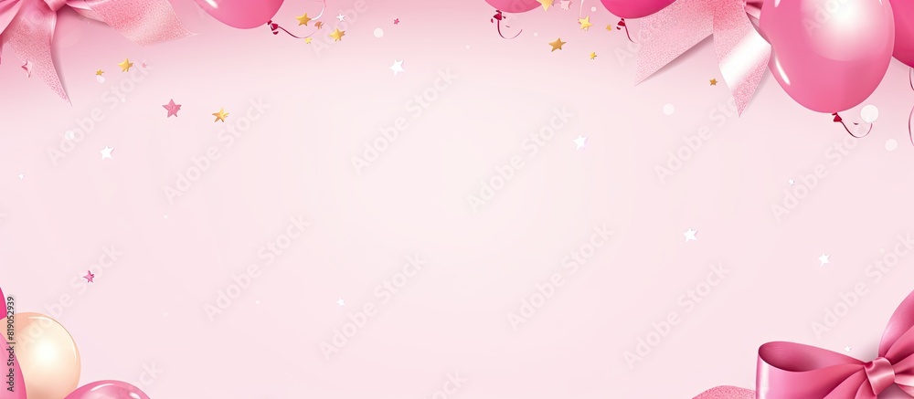 Aufkleber flat lay composition with party items on pink background space for text birthday celebration. copy s
