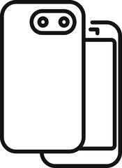 Simplified line art graphic of a modern dualcamera smartphone, ideal for techthemed content