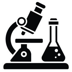 Laboratory icon, lab and science, microscope with flask vector icon, vector