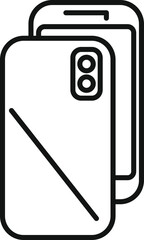 Minimalistic modern smartphone line icon in black and white for user interface and web design. Suitable for technology and communication concepts