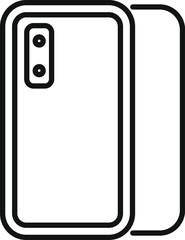 Clean, black and white vector drawing of a contemporary smartphone with a camera