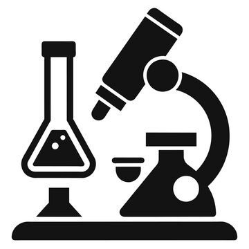 black microscope and flask science equipment clip art preview