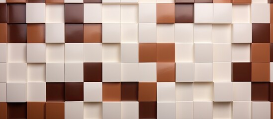 Pattern of tiles white and brown. copy space available