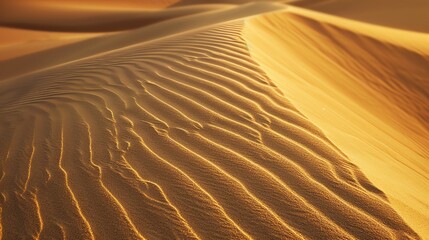 An artistic vertical image capturing the delicate patterns and textures of sand dunes The low angle of the sun highlights the contours of the sand