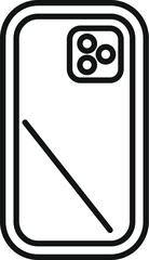 Line art icon of a modern smartphone with rear cameras, isolated on white