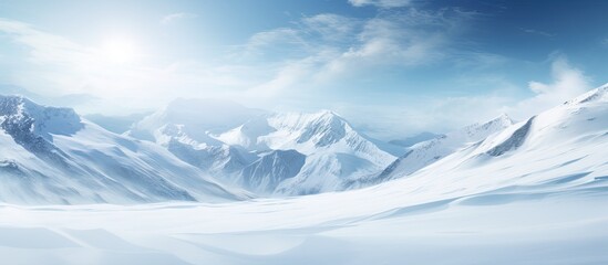 Snow piste in a cloudy winter. copy space available