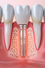 Dental implant being placed in the jawbone