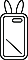 Outline vector icon featuring a smartphone with playful bunny ears case design
