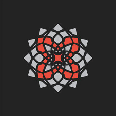 Arabic circular geometric symbol. Vector floral mosaic oriental ornamental logo template