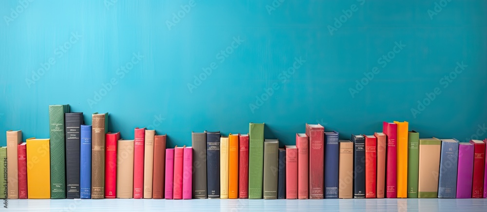 Aufkleber Brightly colored background with open hardback books perfectly suited for the back to school theme Ample copy space is available for text
