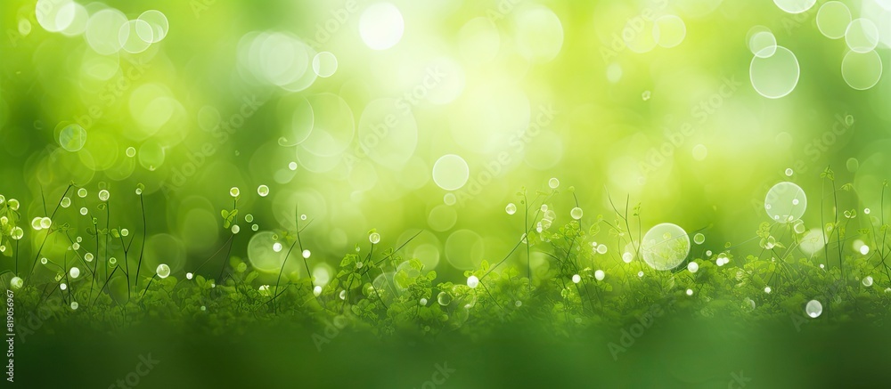Poster abstract the green bokeh of nature is bright. copy space available