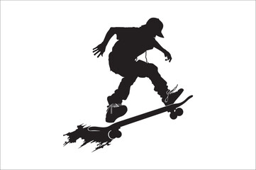 Skateboarders Silhouette Vector Illustration, skateboarders silhouettes Vector collection.