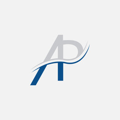 blue arrow logo. ap letter logo.