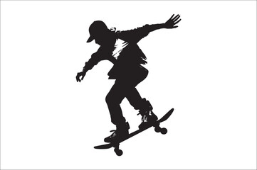 Obraz premium Skateboarders Silhouette Vector Illustration, skateboarders silhouettes Vector collection.