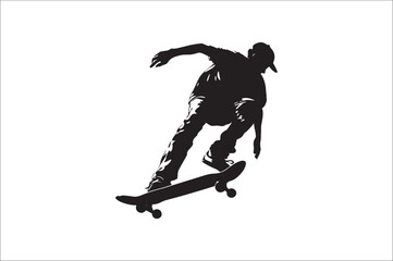 Skateboarders Silhouette Vector Illustration, skateboarders silhouettes Vector collection.