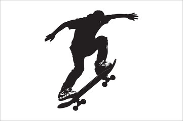 Skateboarders Silhouette Vector Illustration, skateboarders silhouettes Vector collection.