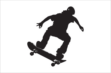 Fototapeta premium Skateboarders Silhouette Vector Illustration, skateboarders silhouettes Vector collection.