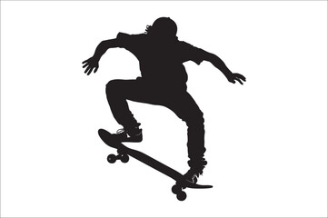 Skateboarders Silhouette Vector Illustration, skateboarders silhouettes Vector collection.