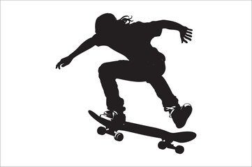 Skateboarders Silhouette Vector Illustration, skateboarders silhouettes Vector collection.