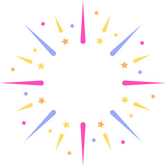 Boom colorful confetti celebration round frame label badge element icon