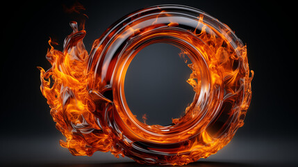 Des flammes ardentes dansent, formant un anneau de chaleur et de lumière, évoquant la symbolique vibrante de l'Halloween, avec un cœur rouge vibrant au centre.