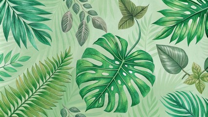 Tropical Leaf seamless illustration. 