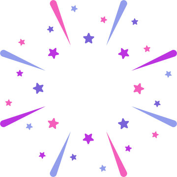 Wow celebration confetti and stars frame element sign