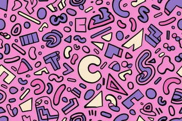 Playful and Vibrant Geometric Abstract Design on a Bright Pink Background.