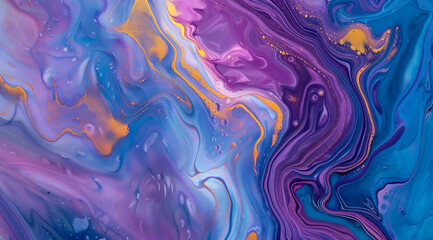 Abstract fluid art with swirling blue, purple, and yellow hues reminiscent of various artists' styles.