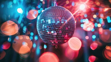 Disco Ball and Party Lights Setting the Mood. Party and Celebration. Music and Dance Focus
