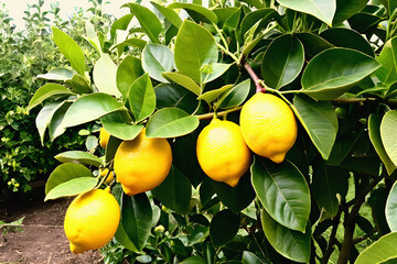 yellow lemon tree with green leaves ia
