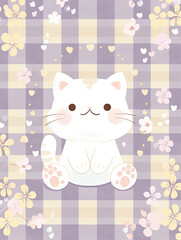 Gentle Whiskers: A Kawaii Companion in Soft Hues