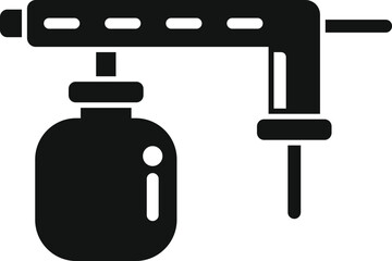 Black silhouette of a bench drill press tool for workshops and diy projects