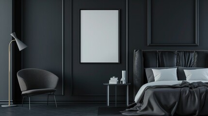 Frame mockup, Blank poster frame mockup on wall. Interior mockup with wall background. Modern interior design. 3D render 
