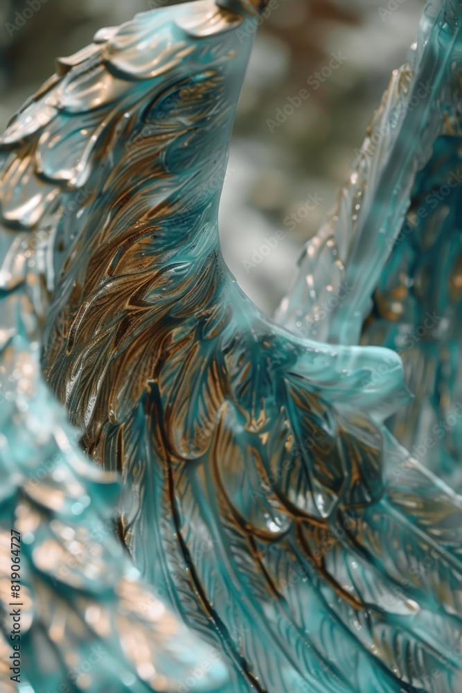 Poster detailed view of a bird statue, suitable for various projects