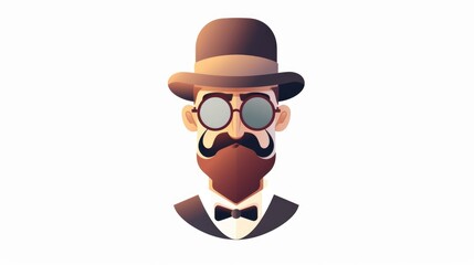 Fototapeta premium A man wearing a hat, glasses, and a mustache. Suitable for various projects