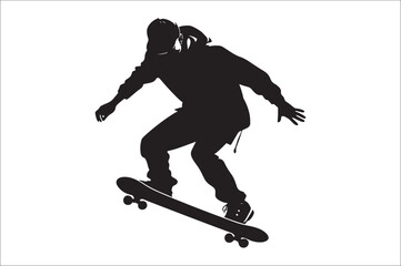Fototapeta premium Skateboarders Silhouette Vector Illustration, skateboarders silhouettes Vector collection, skateboarder silhouettes.
