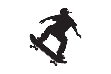 Fototapeta premium Skateboarders Silhouette Vector Illustration, skateboarders silhouettes Vector collection, skateboarder silhouettes.