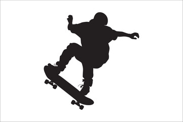 Skateboarders Silhouette Vector Illustration, skateboarders silhouettes Vector collection, skateboarder silhouettes.