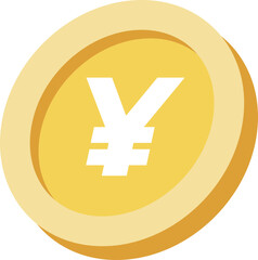 Yen coins, gold money flat design.