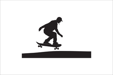 Skateboarders Silhouette Vector Illustration, skateboarders silhouettes Vector collection, skateboarder silhouettes.