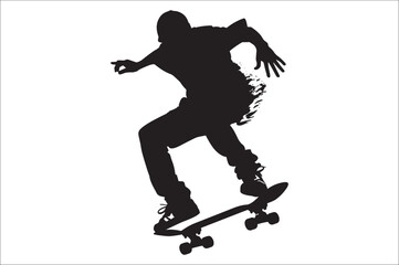 Obraz premium Skateboarders Silhouette Vector Illustration, skateboarders silhouettes Vector collection, skateboarder silhouettes.